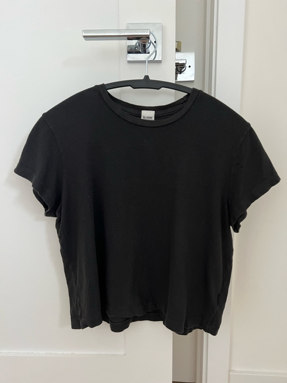 Re/done Boxy Cropped Black Tee Size Small